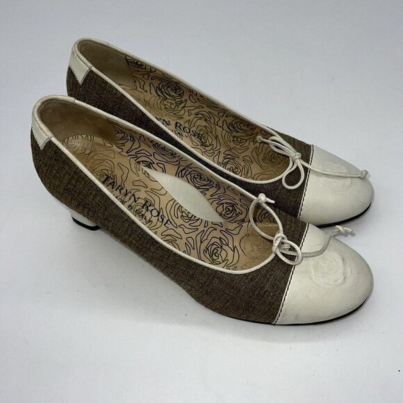 Taryn Rose Leather Tweed Heels Made in Italy size 37 US 6 - Picture 1 of 7